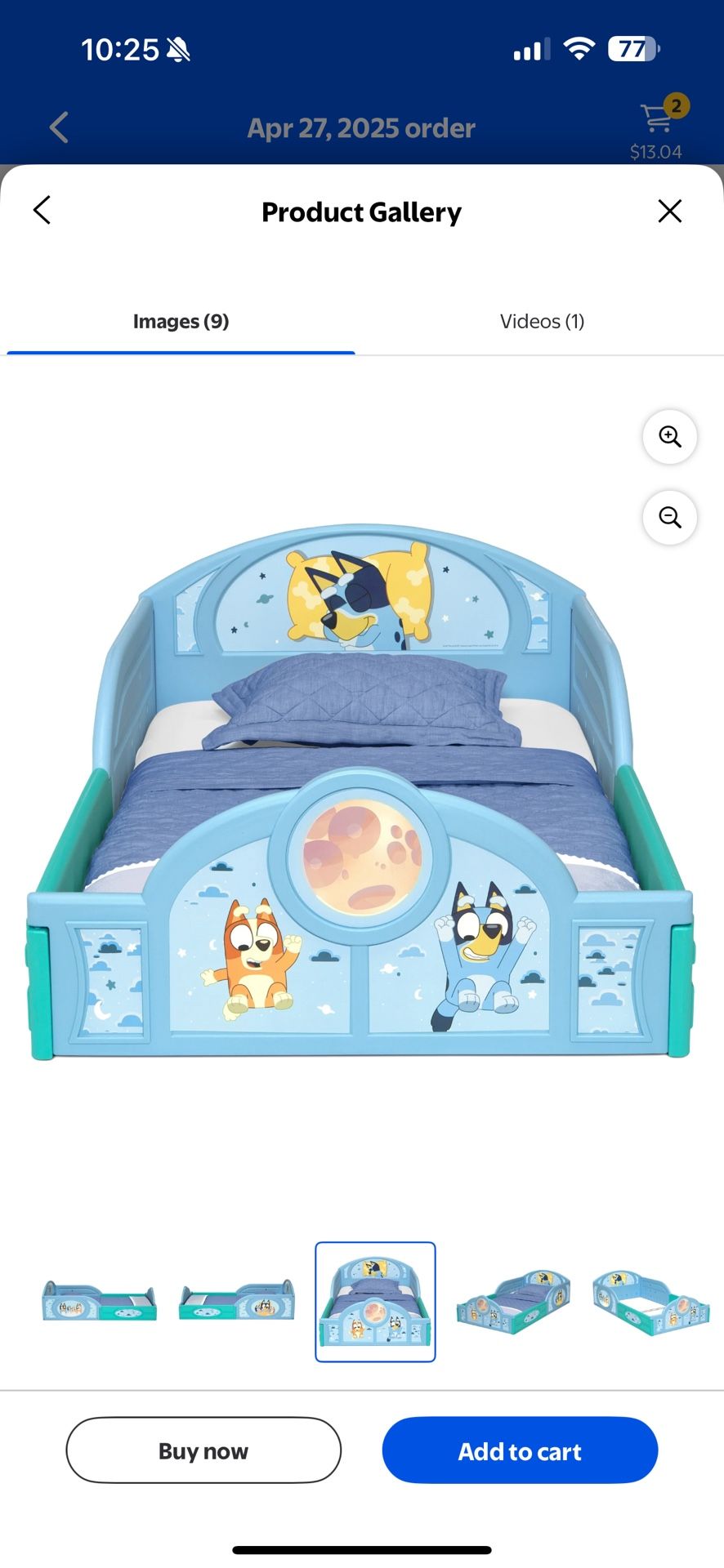 Bluey Sleep and Play Toddler Bed with Built-In Guardrails by Delta Children