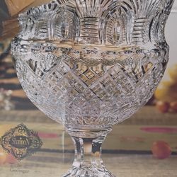 COQUILLE CRYSTAL CENTERPIECE  HANNON BY GODINGER 24% LED CRYSTAL FOOTED BOWL