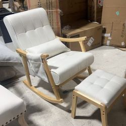 💞 Upholstered sweed chair with ottoman, modern baby room roding chair,
