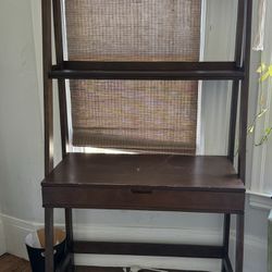 Small Space Wooden Desk With Built In Shelving