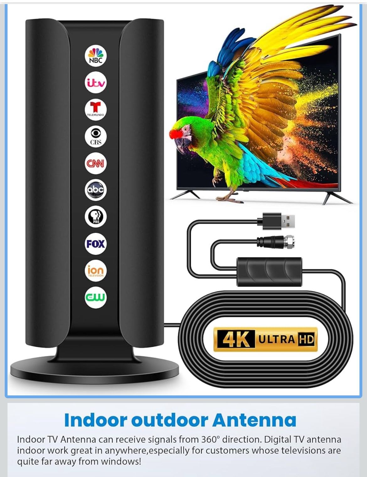 Brand: OUSPARK 2025 TV Antenna Indoor/Outdoor VHF UHF Digital Antenna for Smart TV,Waterproof 2200 Miles for Local Channels with Amplifier 360° Receiv