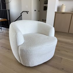 White Swivel Boucle Accent Chair
