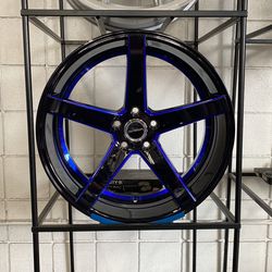 Strada Wheels 20” Black And Blue With Tires 