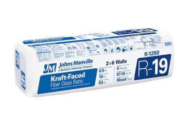 R-19 Kraft Faced Fiberglass Insulation Batt 15 in. W x 93 in. L