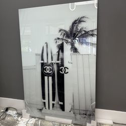 Surfboard Tempered Glass Wall Art 47”h X 32”