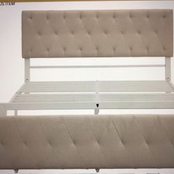 New Meritline Twin Size Metal Platform Bed Frame W/ Upholstered Head/Foot Boards(5058)