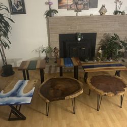 Hand Crafted Epoxy Coffee and side Tables