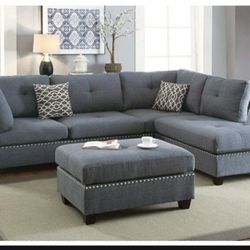 BRAND NEW 3PCS REVERSIBLE SECTIONAL SOFA WITH OTTOMAN INCLUDED +ACCENT PILLOWS $660