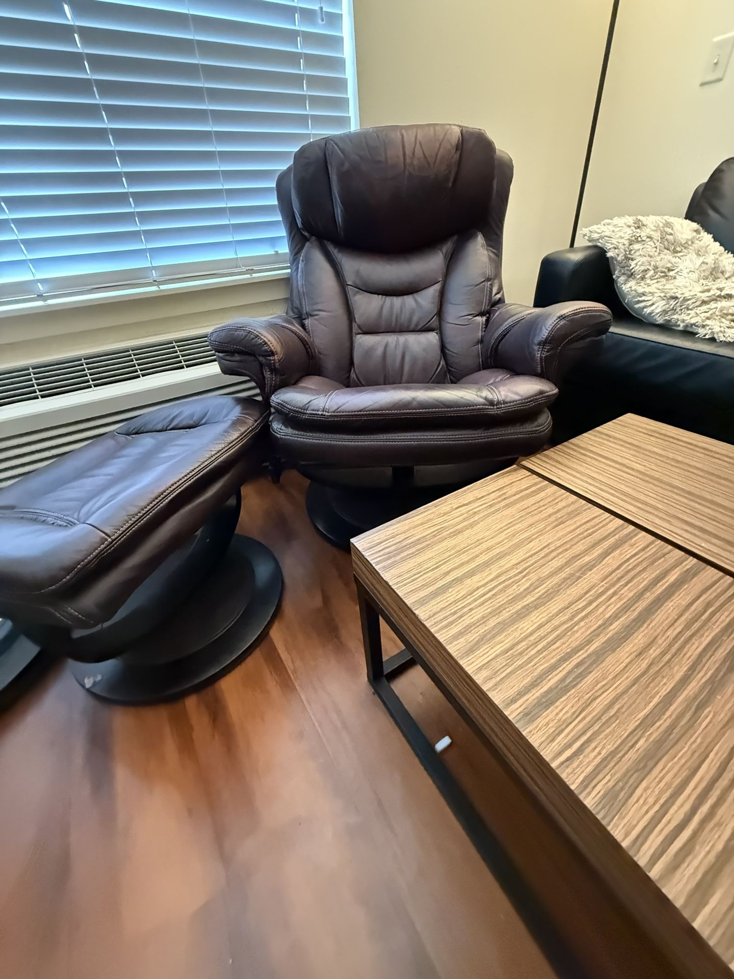 Leather Chair With Foot Stool