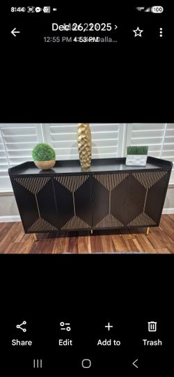 MODERN BLACK GOLD COFFEE STATION OR SIDEBOARD BRAND NEW 60X17X35 GREAT SHAPE