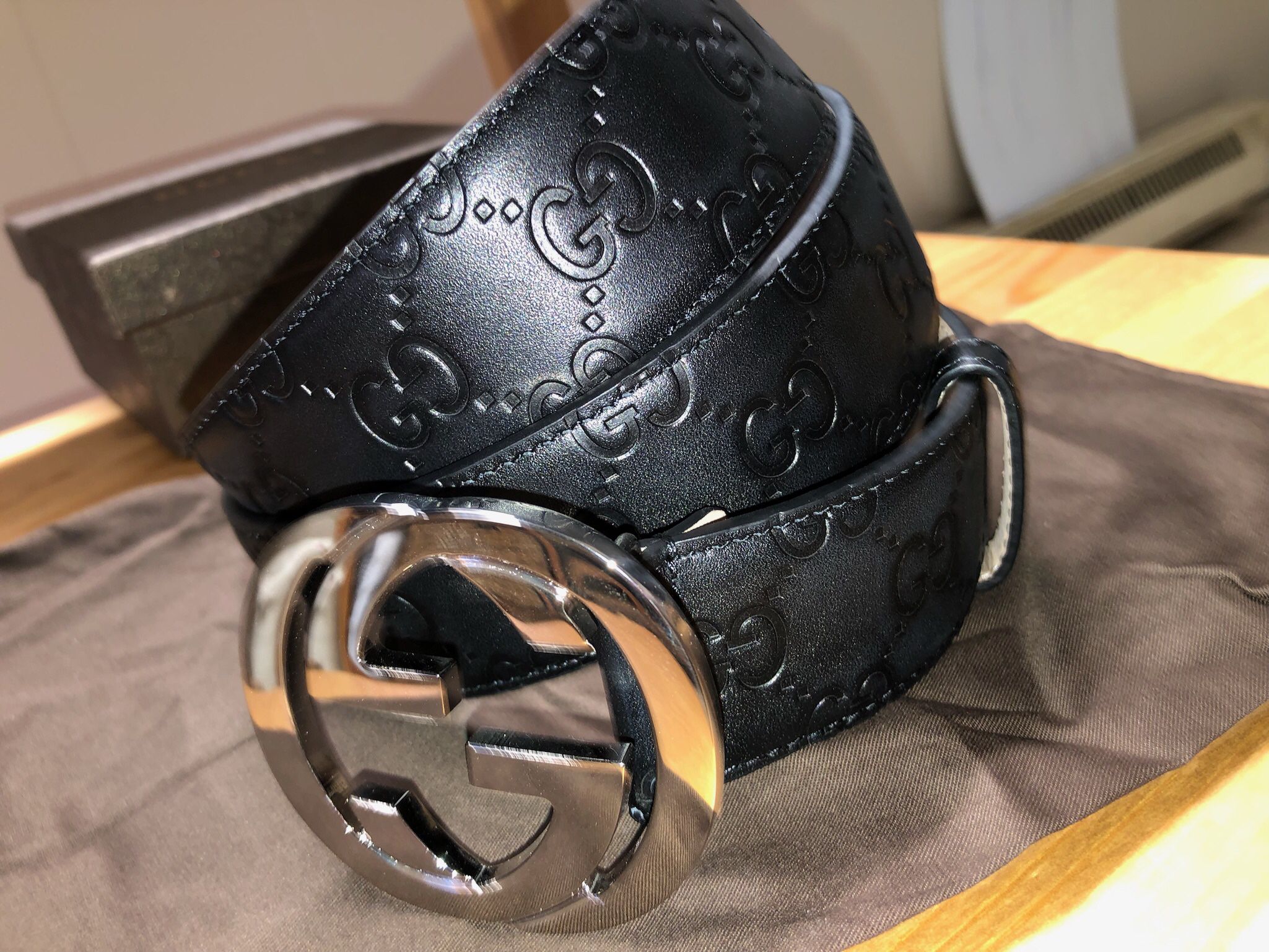 Gucci Black Leather Belt for Men