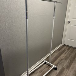 Garment Rack With Wheels, White & Silver, Super Easy To Take Apart