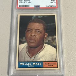 WILLIE MAYS 1961 Topps Vintage Baseball Card PSA 2 Slab Good Condition! San Francisco Giants