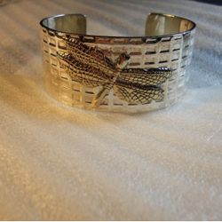 Sterling Silver Dragonfly Cuff Bracelet 