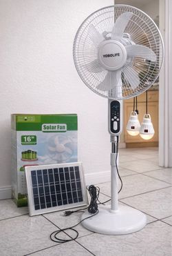 Yobolife 16" Solar Rechargeable Stand Fan