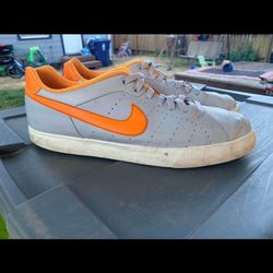 Nike Court Tour Gray Leather Orange Shoes Men's Size 12