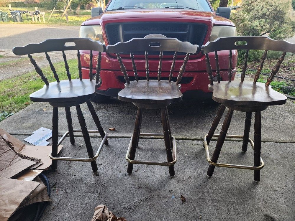 3 Vintage Swivel Bar Stools