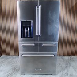 KitchenAid 25.8 Cu. Ft. 36" French Door Refrigerator with Platinum Interior (KRMF706ESS-D-2873)