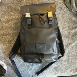 Authentic Coach League Flap Backpack - Men’s Black Leather Satchel (Excellent Condition)
