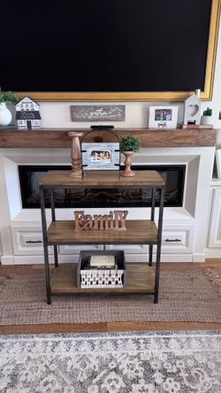 Rustic Farmhouse Wooden Bookshelf with Black Heavy Metal Frame
