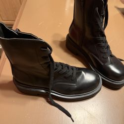 H&M Boots Women’s Size 7 Black Shoes Brand Zipper And Laces New 