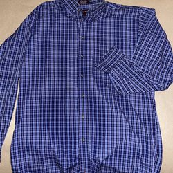 Men’s Blue Nordstrom Plaid Button-Down Dress Shirt 