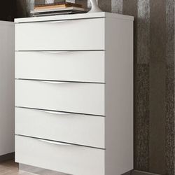 ESF Furniture 5-Drawer Chest White High Gloss Wood
