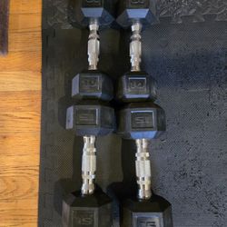 Used 10lb and 15lb Rubber Hex Dumbbells-