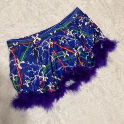 Excision New 2xl blue short stretchy feather mini skirt festival rave outfit space