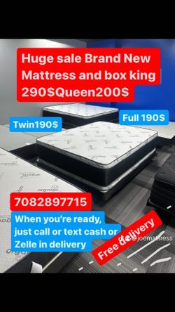 Huge sale for Mattress And Box Twin size #mattress and box 150.$ full 190$ Queen 200$ king 290$. free delivery free set up 708….289…7715… cash or Zell