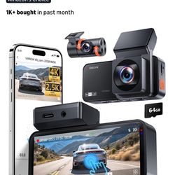 Dash Cam Front and Rear: 4K+2.5K Dash Camera for Cars with Touch Screen 3.39" - Dashcam with WiFi APP Control 64GB Parking Mode Night Vision Loop Reco