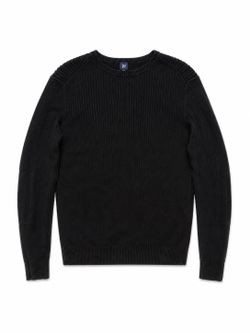 GAP Black Rib Knit Crewneck Sweater Men’s XL Heavyweight Cotton