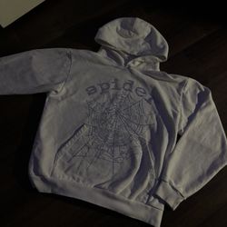 white blinged spider hoodie
