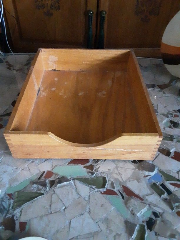 Vintage Wood Dovetailed Letter Tray