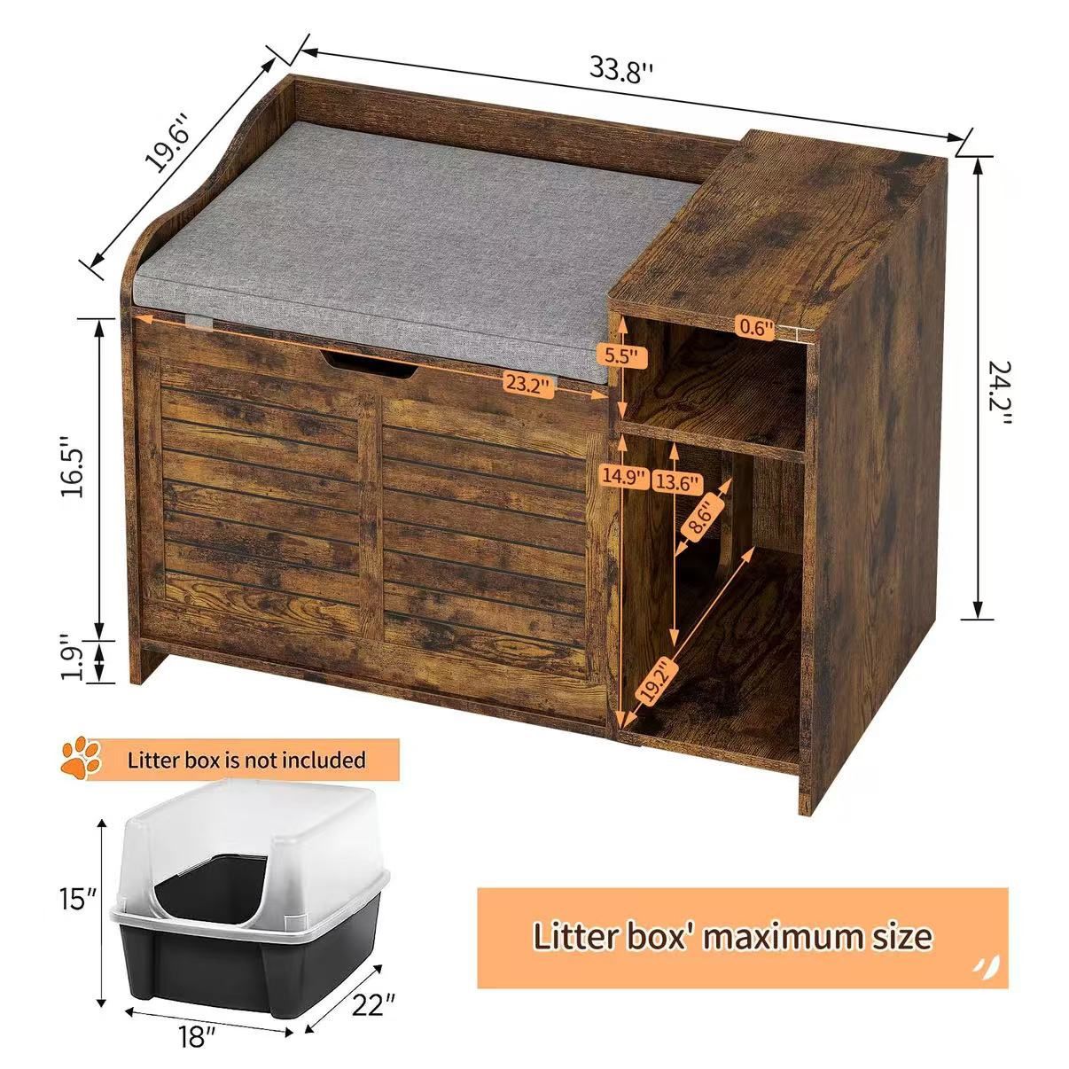 Cat Litter Box Enclosure with Cushion $80