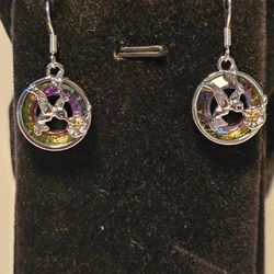 New Beautiful Silver Hummingbird Earrings 
