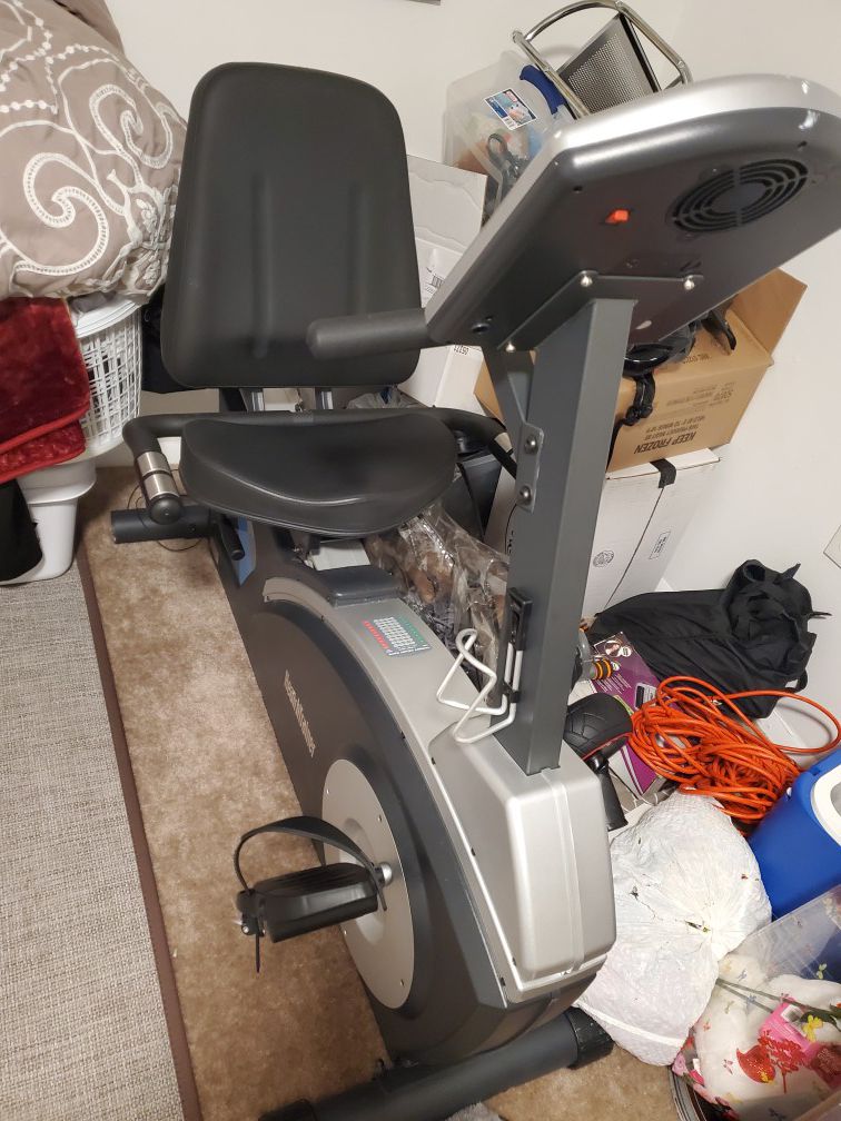 Stationary Bike with sweat proof seat and fan