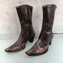 Enzo Angiolini Morisa Snakeskin Cowboy Western Boots made in Italy. Size  10