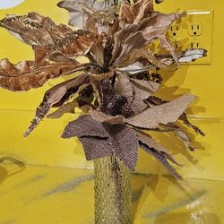 Christmas Flowers decoration Artificial Gold Velvet Poinsettia Vase Custom Made
