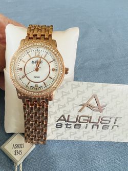 Rose Gold, Watch With Mother Of Pearl Face, And Diamond Like Surround