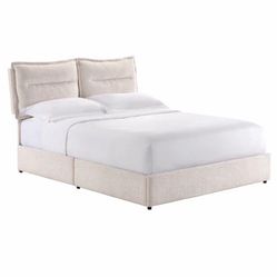 Queen Storage Bed Frame with Drawers – Upholstered Chenille, Adjustable Headboard