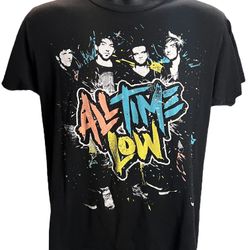 All Time Low Spring Fever Tour 2013 Front & Back Band T-Shirt Black Concert Tee