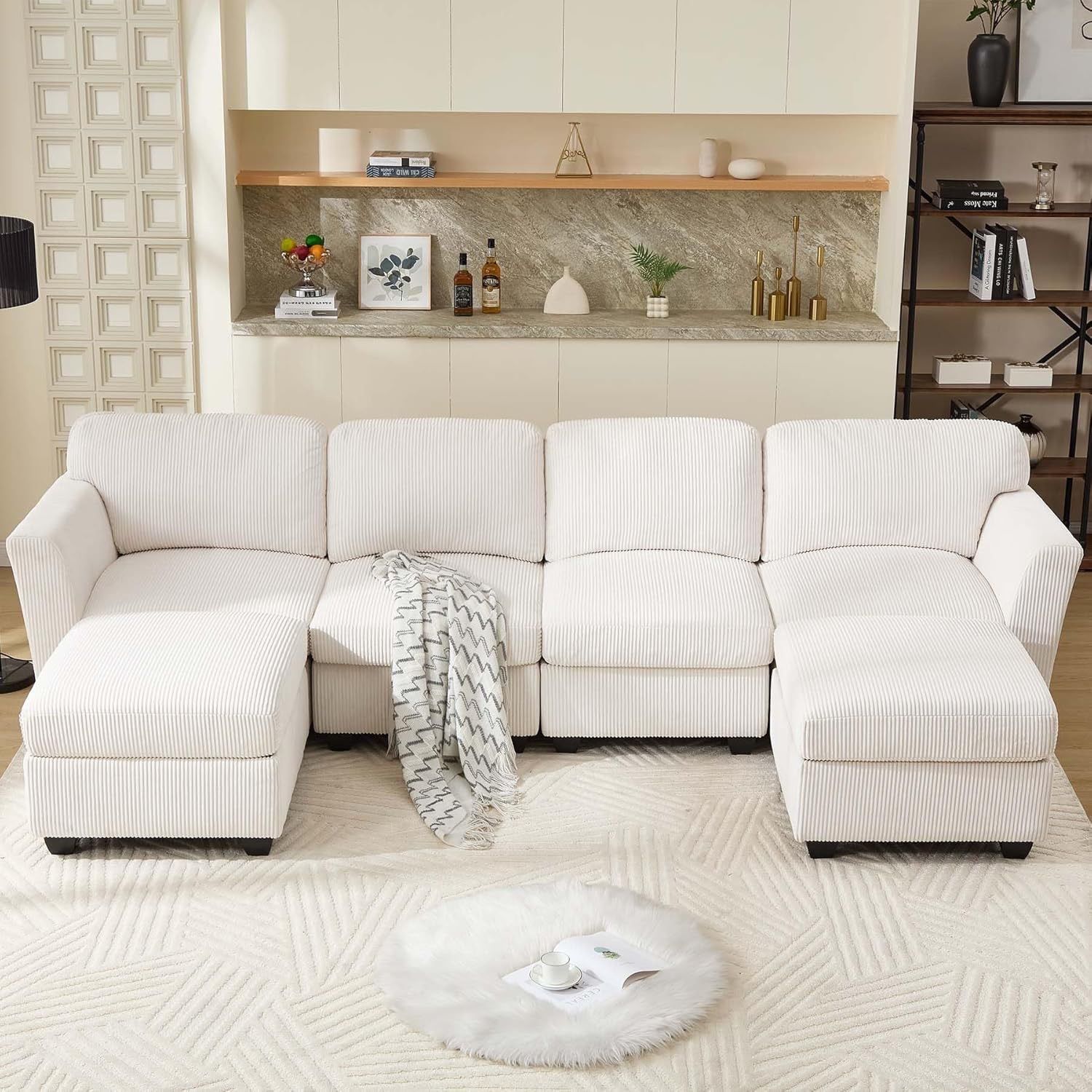 Souwant 134.6" Sectional Couches for Living Room, Sectional Sofa,U Shaped Sectional Couches with