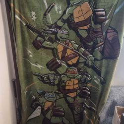 Older Vintage Collectible Teenage Mutant Ninja Turtle Throw Blanket Great Shape