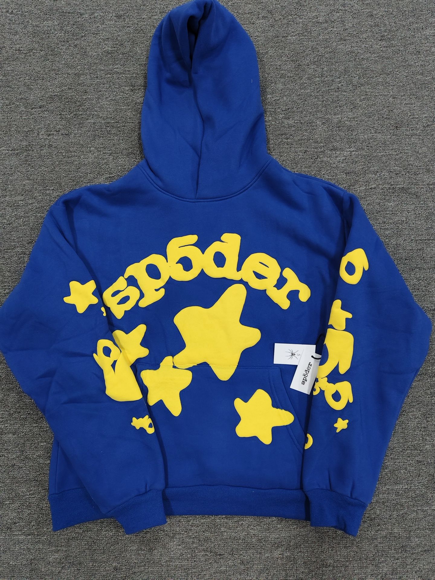 Blue and Yellow Sp5der Hoodie