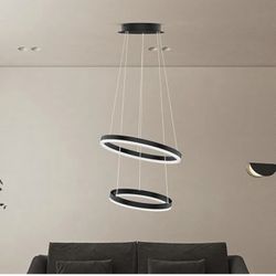 Pendant Lights for Kitchen Island, Modern LED with 2 Ring Black