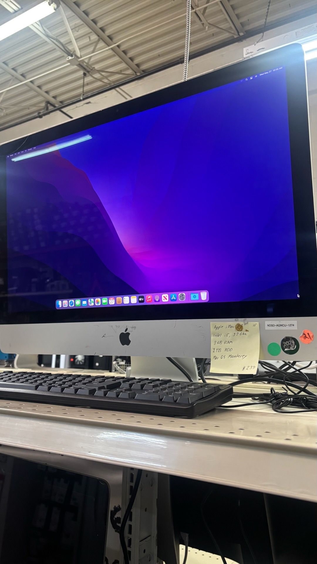 Apple iMac 27” Intel i5, 3.2 GHz 8 GB RAM 1 TB HDD Mac OS Monterey