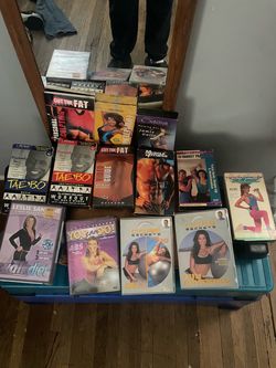 Various workout cassettes and cds, hardly used.