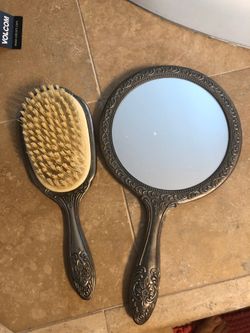 Vintage set mirror and brush