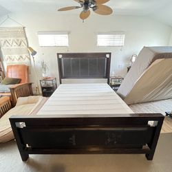 Queen Sturdy Wood Bedframe + Box Spring 